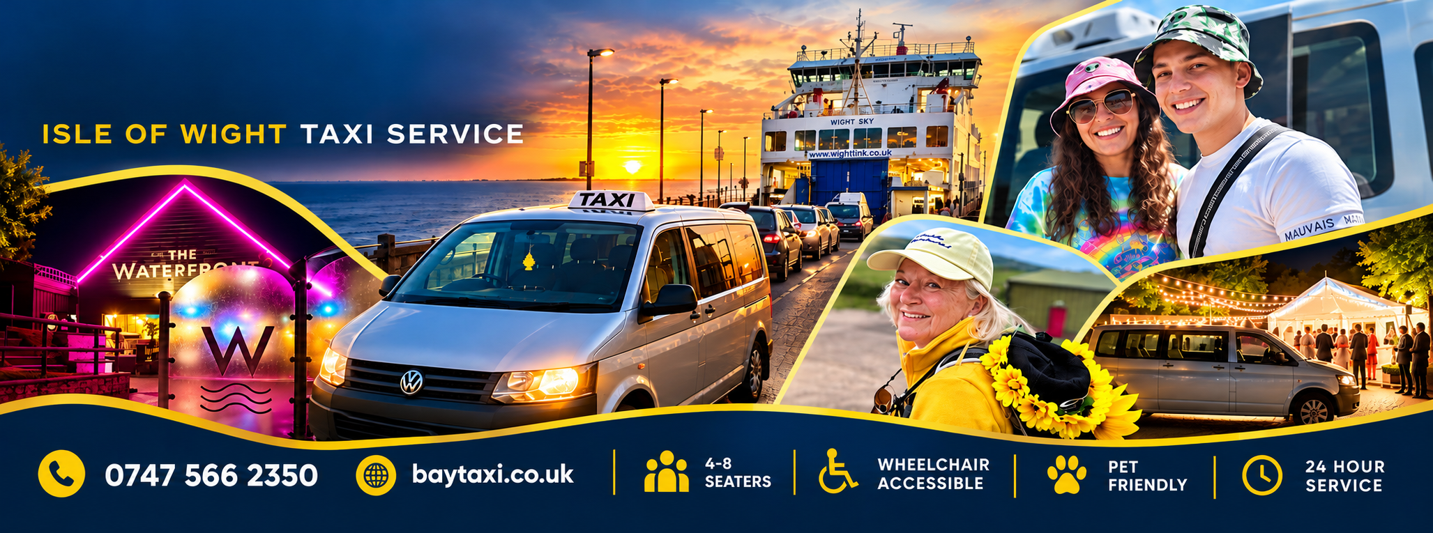 Bay Taxi Isle of Wight. 24 Hour Isle of Wight Taxi Service. Wheelchair Accessible and Pet Friendly